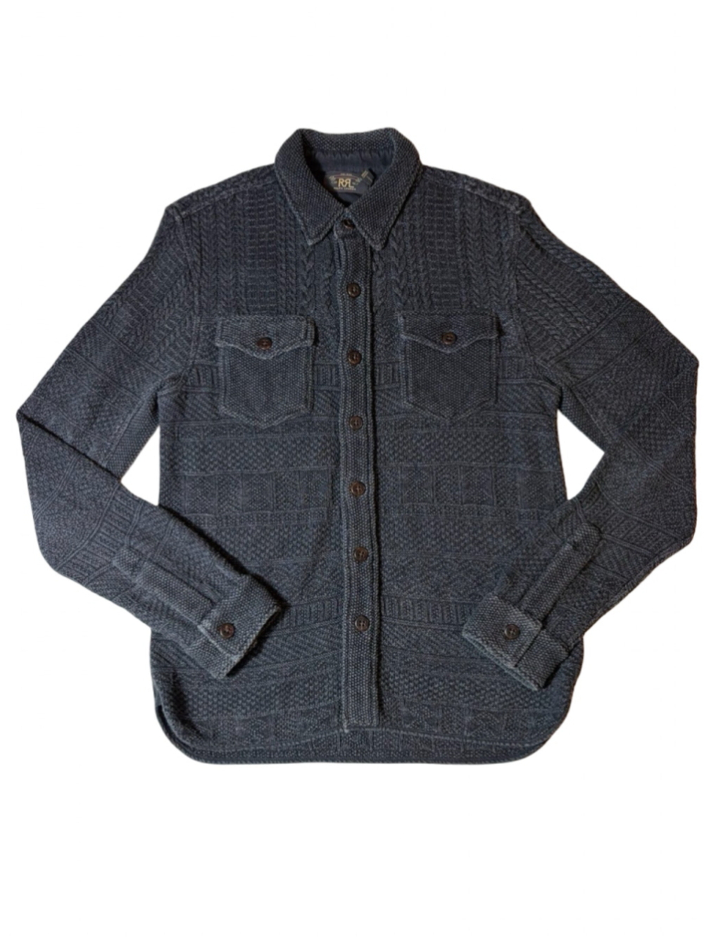 RRL Ralph Lauren Jacquard Julius Shirt Jacket Black Indigo Men’s M